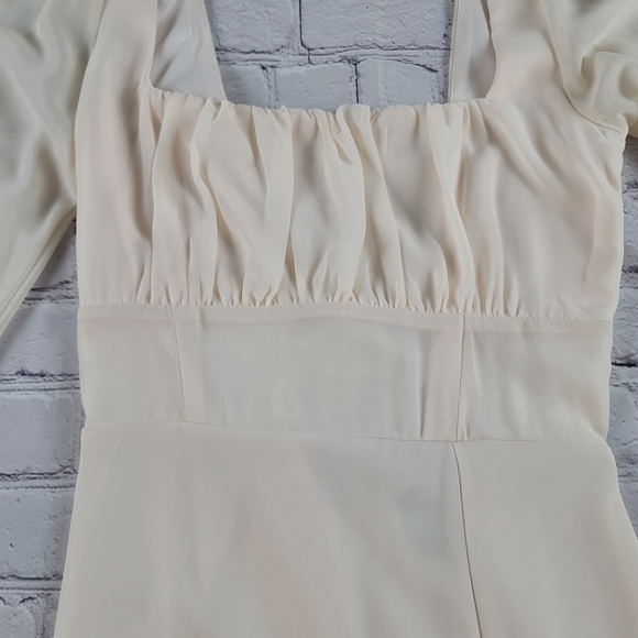 Windsor Size Small Kaylee Formal Chiffon Lace-Up Long Dress  Cream NEW - Picture 4 of 11